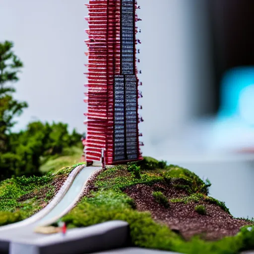 Prompt: macro photo of a miniature ho scale destiny 2 tower location, taken with canon 8 0 d, canon 1 0 0 mm f / 2. 8