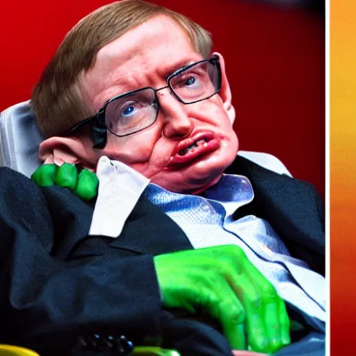 Image similar to stephen hawking cosplaying as the hulk, stephen hawking wearing a hulk costume, cosplay award winner