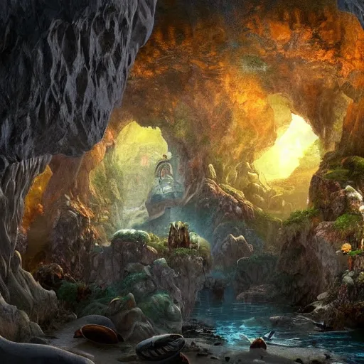 Image similar to a fantastical cave, full of treasure