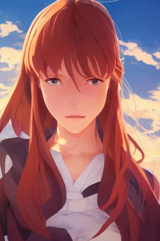 Image similar to Asuna Yukki portrait, by Jesper Ejsing, RHADS, Makoto Shinkai and Lois van baarle, ilya kuvshinov, rossdraws global illumination