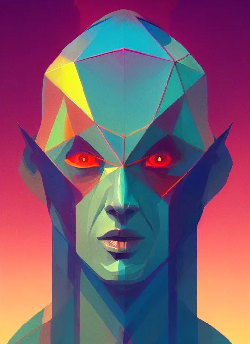 Prompt: a post - minimalism portrait of a magical triangle glass head with very long legs vibrant color scheme, highly detailed, in the style of romanticism, cinematic, artstation, moebius, greg rutkowski