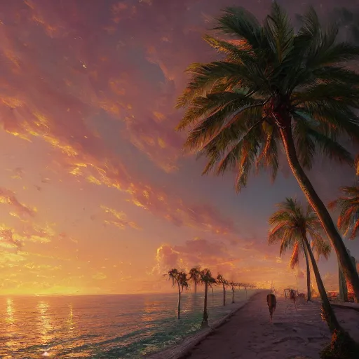 Prompt: A beautiful painting of a Fort Lauderdale Florida by Greg Rutkowski and Thomas Kinkade, Trending on Artstation cinematic 4k wallpaper, 8k, ultra detailed, high resolution, artstation, award winning