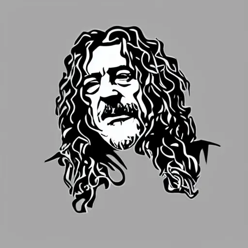 Image similar to robert plant from led zepelin singing, sticker - art, svg vector, adobe - illustrator