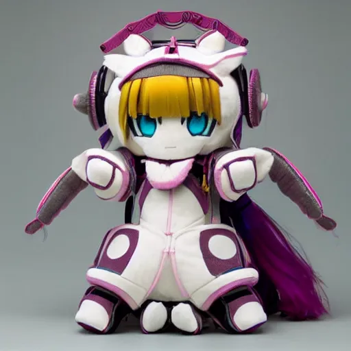 Image similar to cute fumo plush of the goddess of the mechanical realm, robot deity