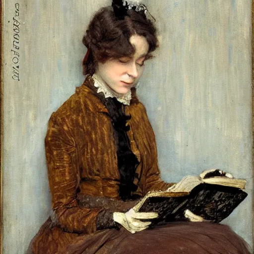 Image similar to victorian lady reading by alfred stevens