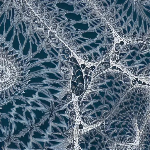 Prompt: reflective fractal over an icy lake