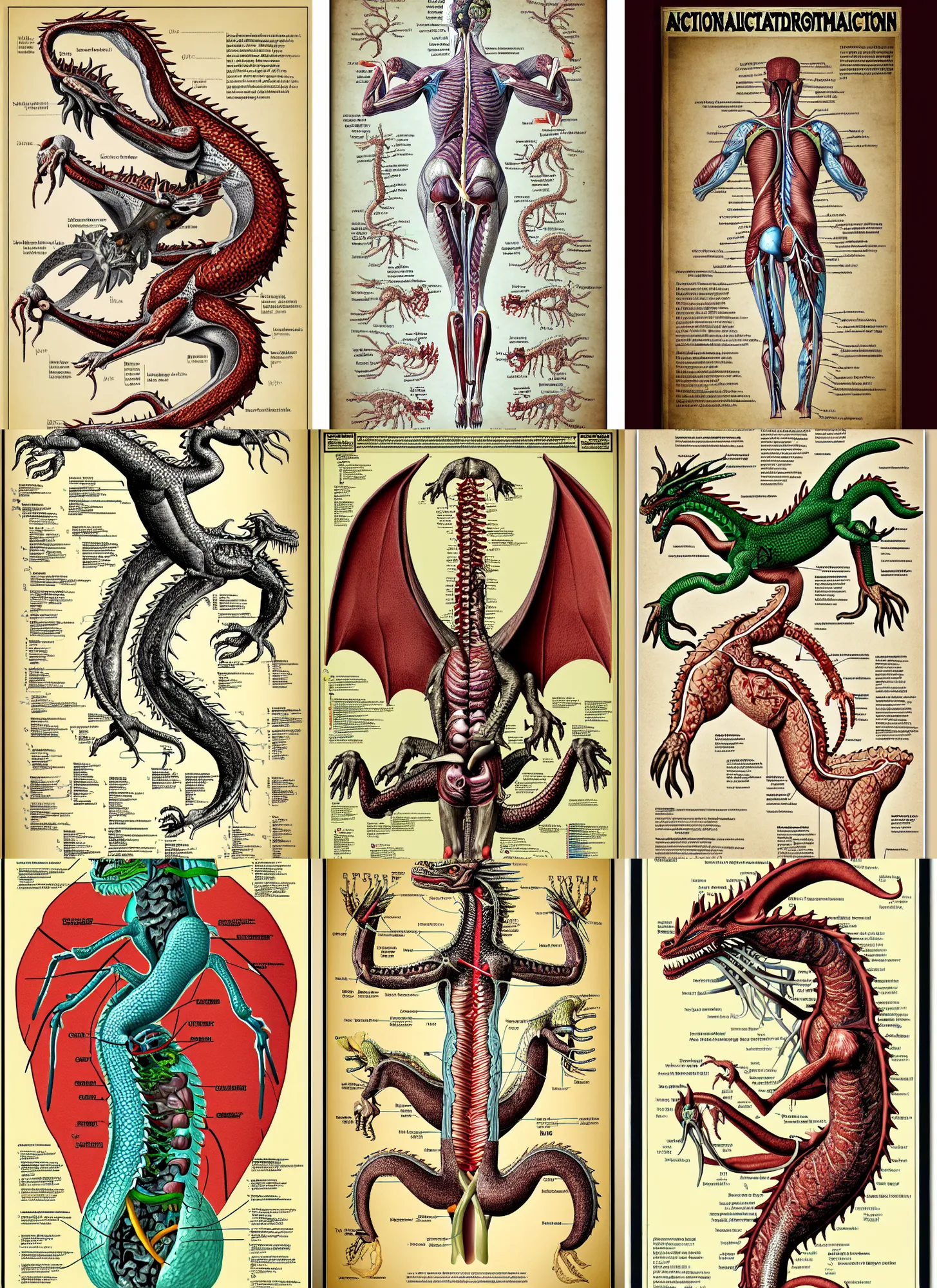 Prompt: academic anatomical diagram poster of the reproductive system of a dragon