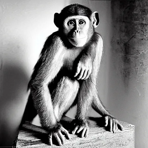 Prompt: “ a primitive woman austalopitecus like a monkey posing for a photo in a fashion way”