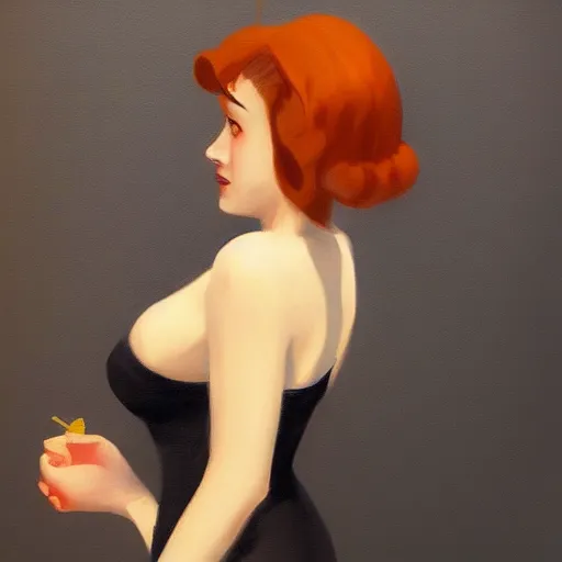 Image similar to a realistic flirty witch portrait, by edward hopper, new artstation artist,