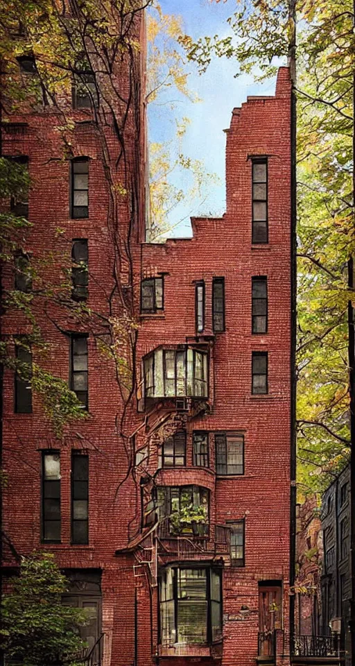 Prompt: (((((a manhattan brick brownstone deep in the forest))))) by Max Maximov!!!!!!!!!!!!!!!!!!!!!!!!!!!