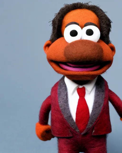 Image similar to stanley hudson as a muppet. highly detailed felt. hyper real photo. 4 k.