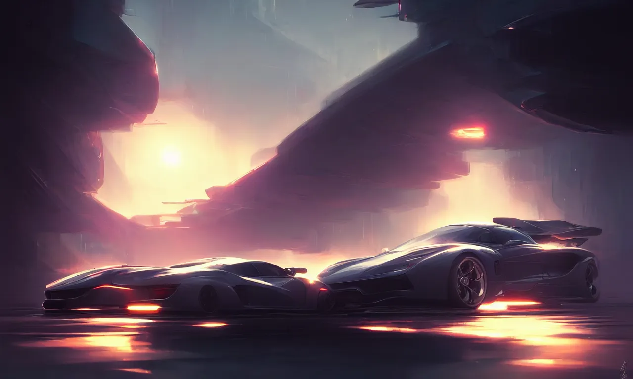 Image similar to Super car, concept art, low angle, high detail, warm lighting, volumetric, godrays, vivid, beautiful, trending on artstation, by Jordan grimmer, art greg rutkowski