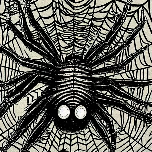 Image similar to drawing of a spider by junji ito