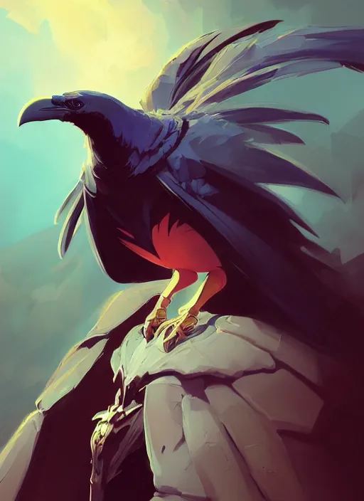 Image similar to anthropomorphic raven portrait, cloak, game design fanart by concept artist gervasio canda, behance hd by jesper ejsing, by rhads, h. r. giger, makoto shinkai and lois van baarle, ilya kuvshinov