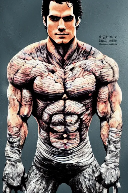 Prompt: henry cavill with shredded body type painting by akira toriyama, trending on cgsociety, anime art style, anime art