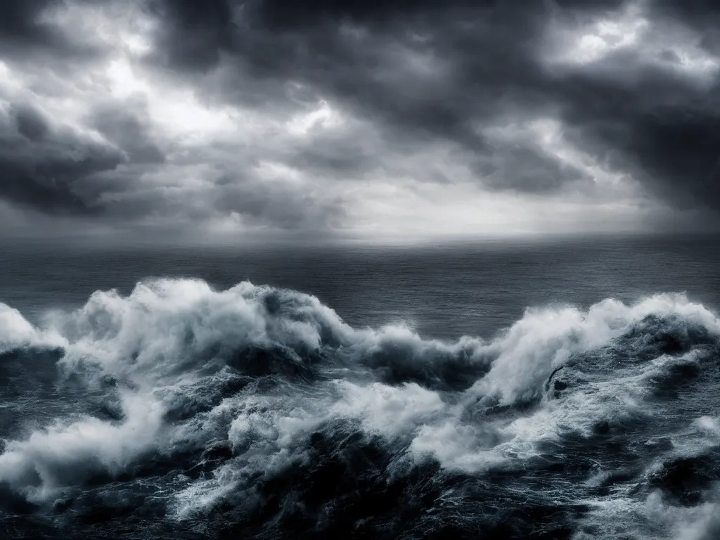 Prompt: detailed sea, high cliff, very detailed dark super storm, hyper realistic cloud, impressive, magical, very atmospheric, smoke boiling, cinematic, deep, very high complexity, stunning, masterpiece, weather photography, very detailed. 4 k