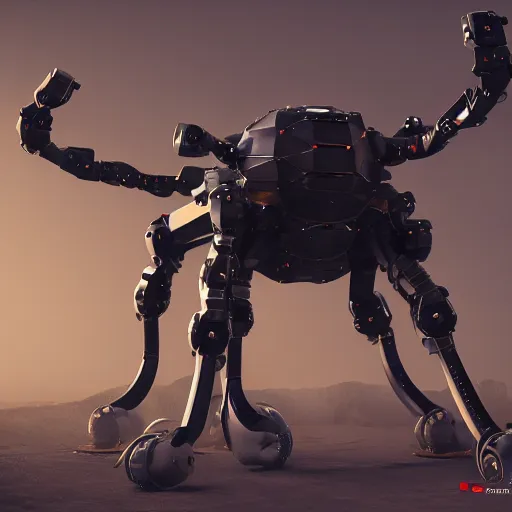Prompt: hexapod beast, robotic, convex, kitbashing, robot, unreal engine, 4 k