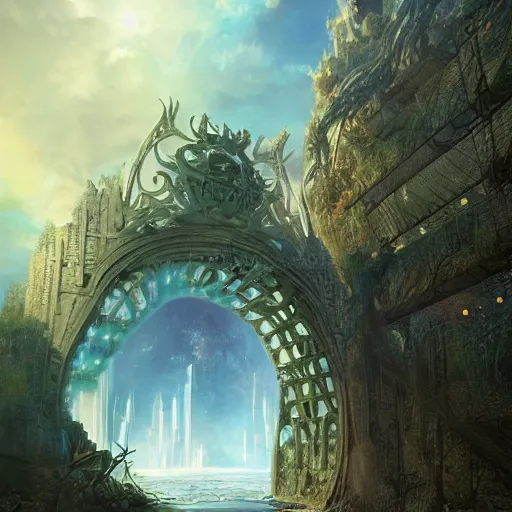 Prompt: gateway to another world, fantasy, highly detailed, trending on artstation, hyperrealistic