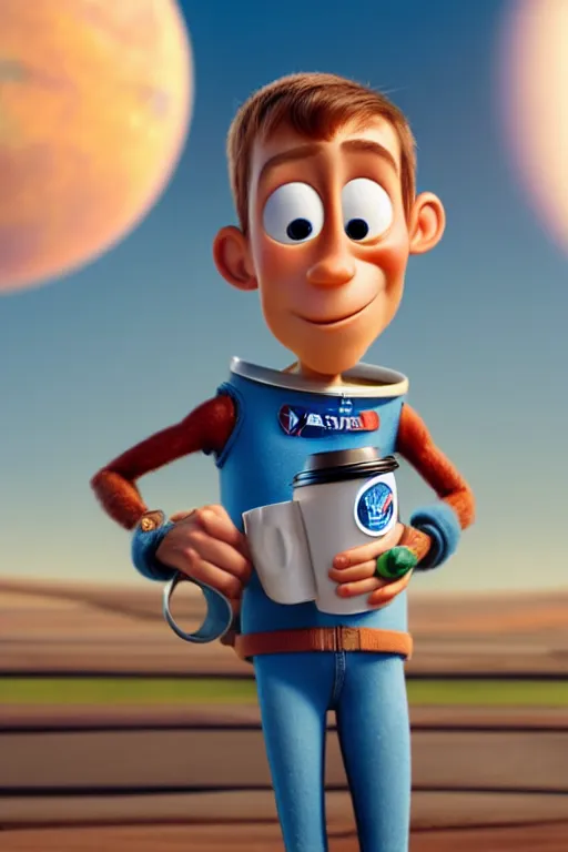 Prompt: portrait of a astronaut holding a cup of coffee with the earth in background, full body. pixar disney 4 k 3 d render funny animation movie oscar winning trending on artstation and behance, ratatouille style