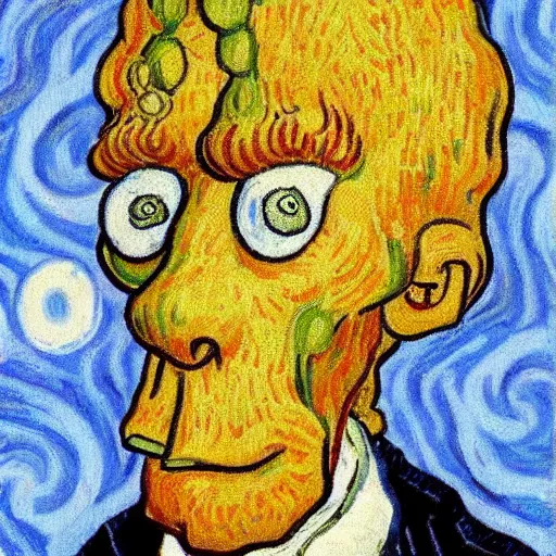 Image similar to handsome squidward, giga chad, van gogh style