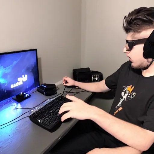 Image similar to a streamer gaming while he's having a power outage