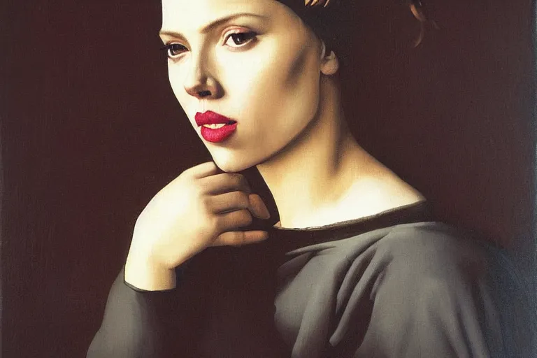 Image similar to scarlett johansson painted by vermeer