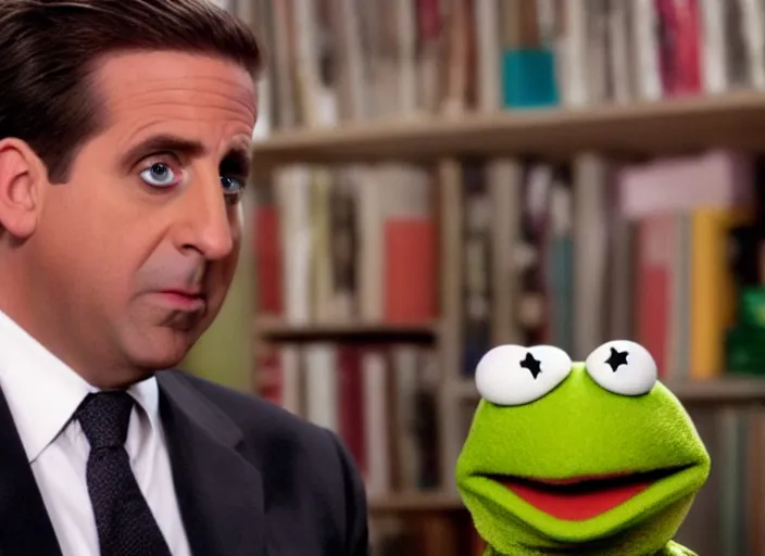 Image similar to film still of Michael Scott as a muppet from The Office, 4k