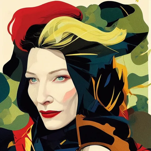 Image similar to cate blanchett, by Sachin Teng + Karol Bak + Rolf Armstrong