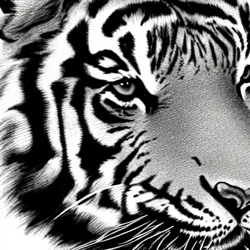 Image similar to an ink drawing of a chinese tiger