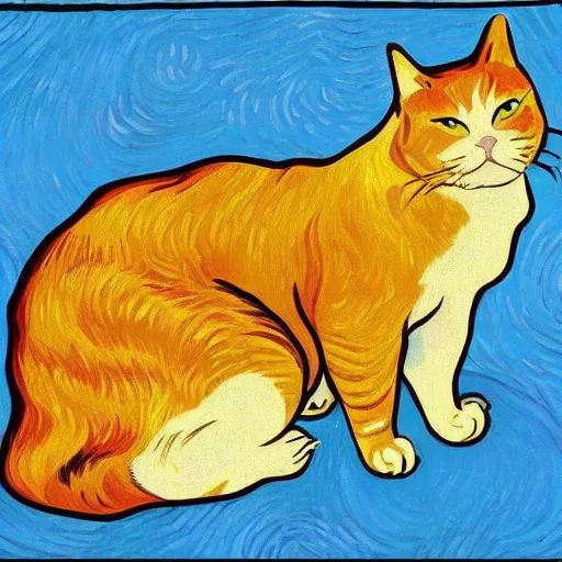 Prompt: a fat cat by vincent van gogh, digital art, trending on artstation