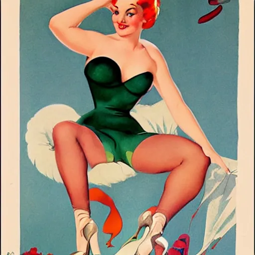 Image similar to a pinup by alberto vargas.