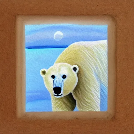 Image similar to A polar bear painting easter eggs