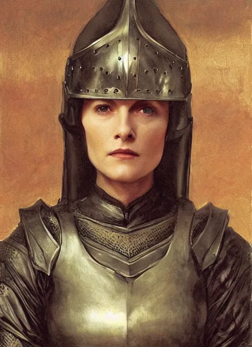 Prompt: minerva mcgonagall wearing medieval armour, game of thrones, bouguereau