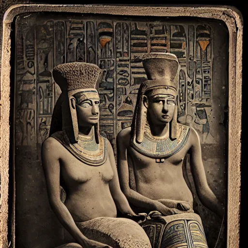 Image similar to Ancient Egyptian village, tintype photography, 2000 BC, ancient photography