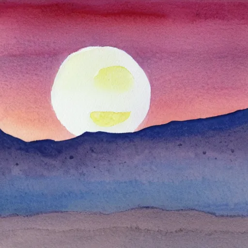 Prompt: watercolour painting of Martian landscape at dawn, with rising moons