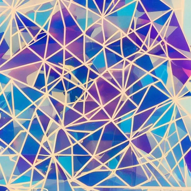 Prompt: abstract geometric art, optical illusion, crystals, crystal formation, quartz, silo, shapes and colours, paper cut out, sense of depth, pastel colour palette, just beautiful