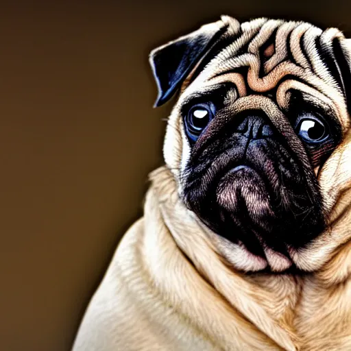 Image similar to the world's most ugliest pug, extreme amount of folds, mangled teeth