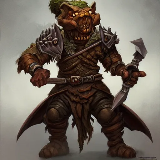 Prompt: a goblin warrior dressed with a bone armor, by justin gerard and greg tutkowski, digital art, realistic painting, dnd, character design, trending on artstation