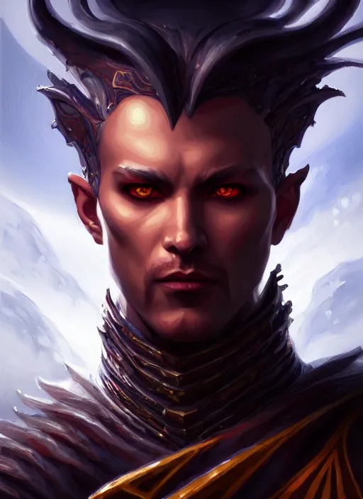 Image similar to a _ fantasy _ style _ portrait _ painting _ of cyric prince of lies, the dark sun, mischievous, deception, wicked, oil _ painting _ unreal _ 5 _ daz. _ rpg _ portrait _ extremely _ detailed _ artgerm _ greg _ rutkowski _ greg