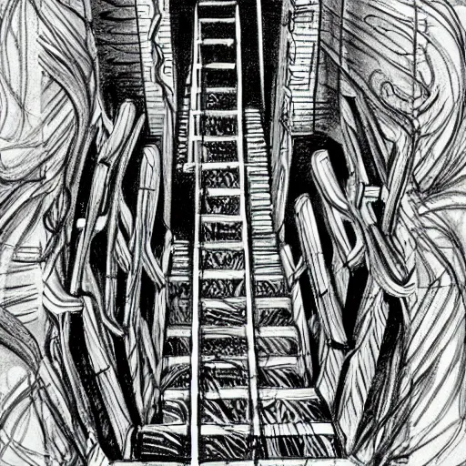 Image similar to endless maze of stairs sketch art jim henson labyrinth