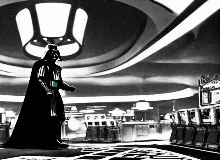 Prompt: film still of Darth Vader gambling in vegas in Star Wars The Empire Strikes Back,