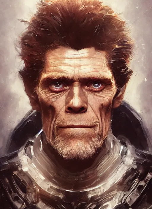 Image similar to Portrait Willem Dafoe, marvel comics, dark, intricate, highly detailed, smooth, artstation, digital illustration by Ruan Jia and Mandy Jurgens and Artgerm and Wayne Barlowe and Greg Rutkowski and Frank Frazetta