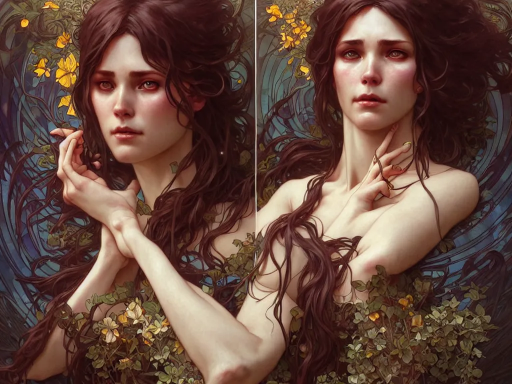 Prompt: lovely woman in distress, ultra realistic, concept art, intricate details, eerie, highly detailed, photorealistic, 8 k, unreal engine. art by artgerm and greg rutkowski and magali villeneuve and alphonse mucha