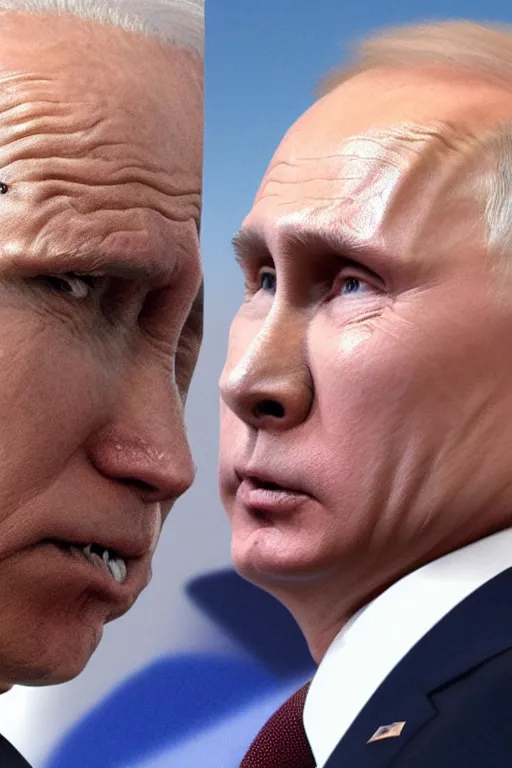 Image similar to Putin with half of his face is Biden, Highly detailed, face, 4k