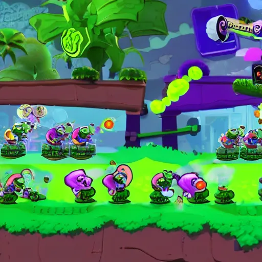 Image similar to Splatoon as a Plants vs Zombies video game, in game screenshot