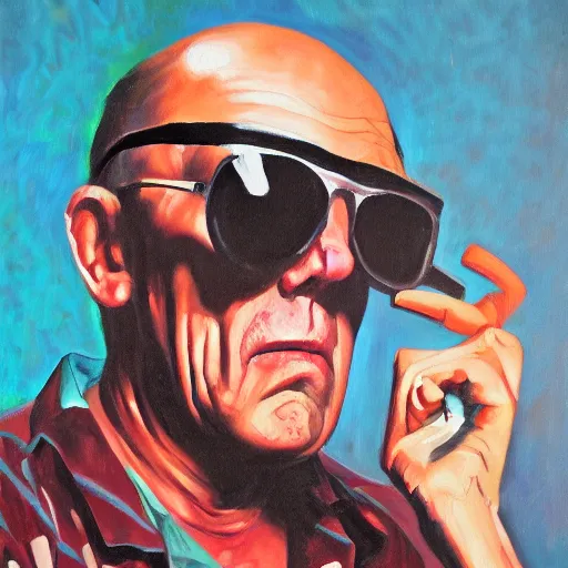 Prompt: oil painting of hunter s. thompson, portrait, old english