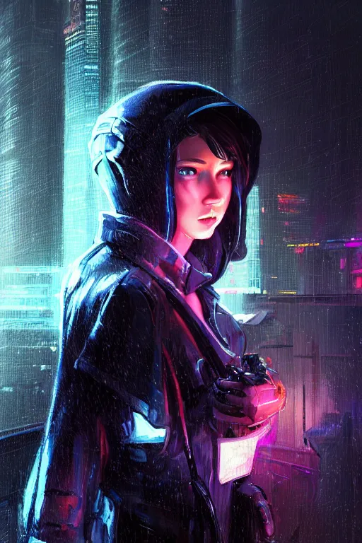 prompthunt: anime style hot dark occult cyberpunk cute girl, dark