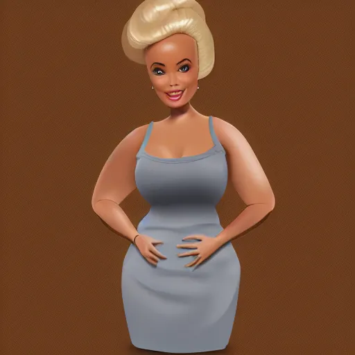 Image similar to fat and middle aged barbie, digital art