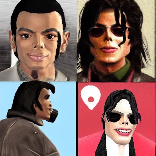 Prompt: michael jackson, gta character, detailed face