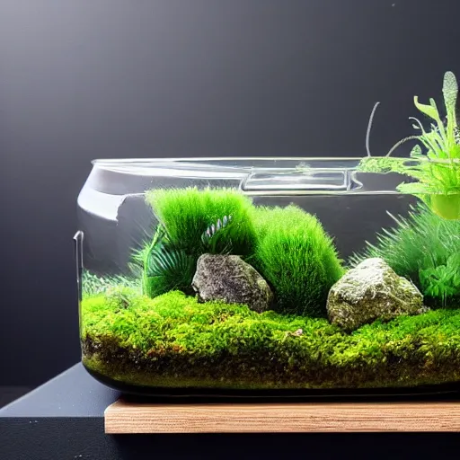 Image similar to moss terrarium, product photo, high quality, 4 k, beautiful design, innovative